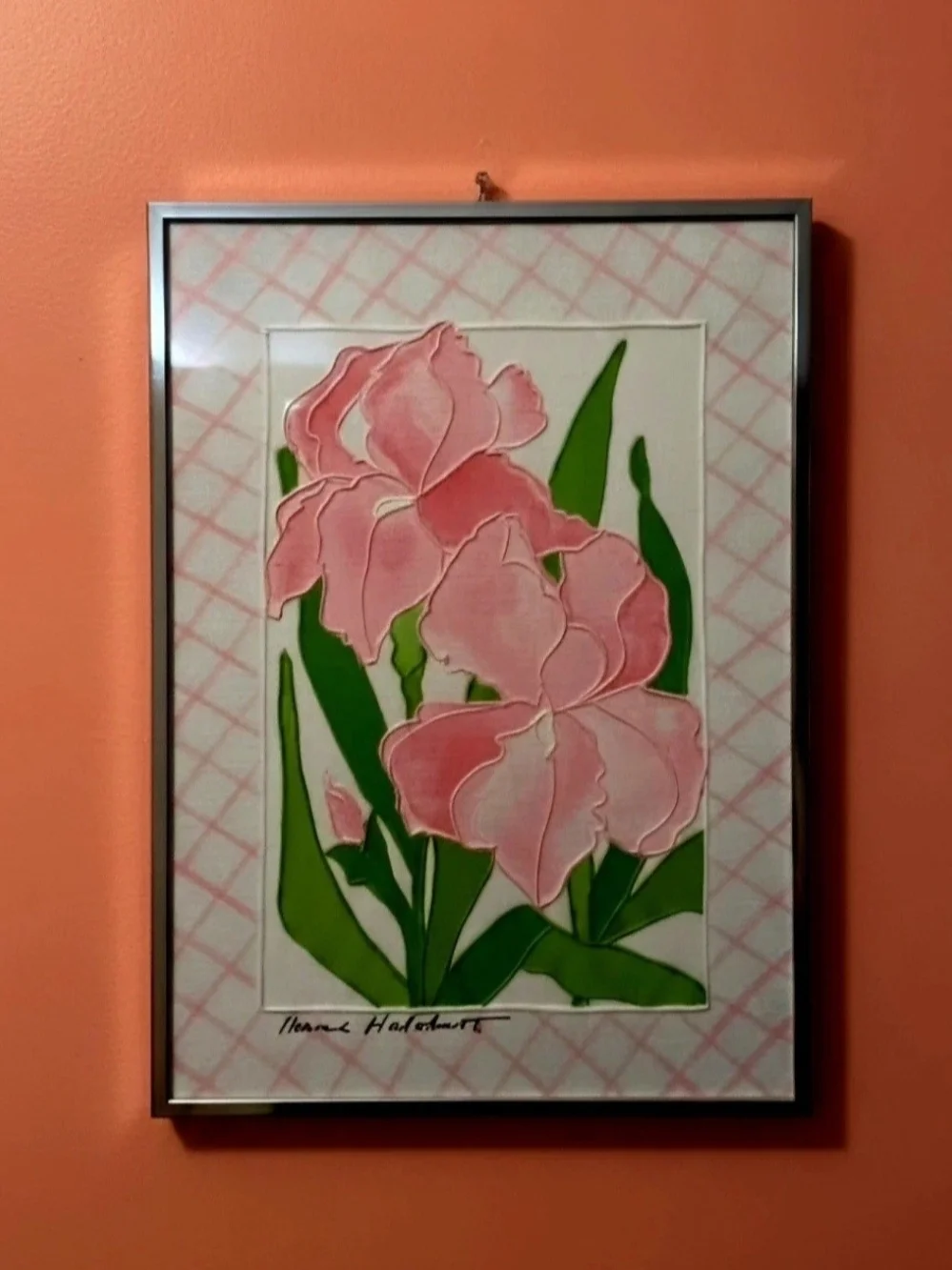 1970's Floral painting by Sharie Hatchett Bohlmann vibrant bouquet 9.5